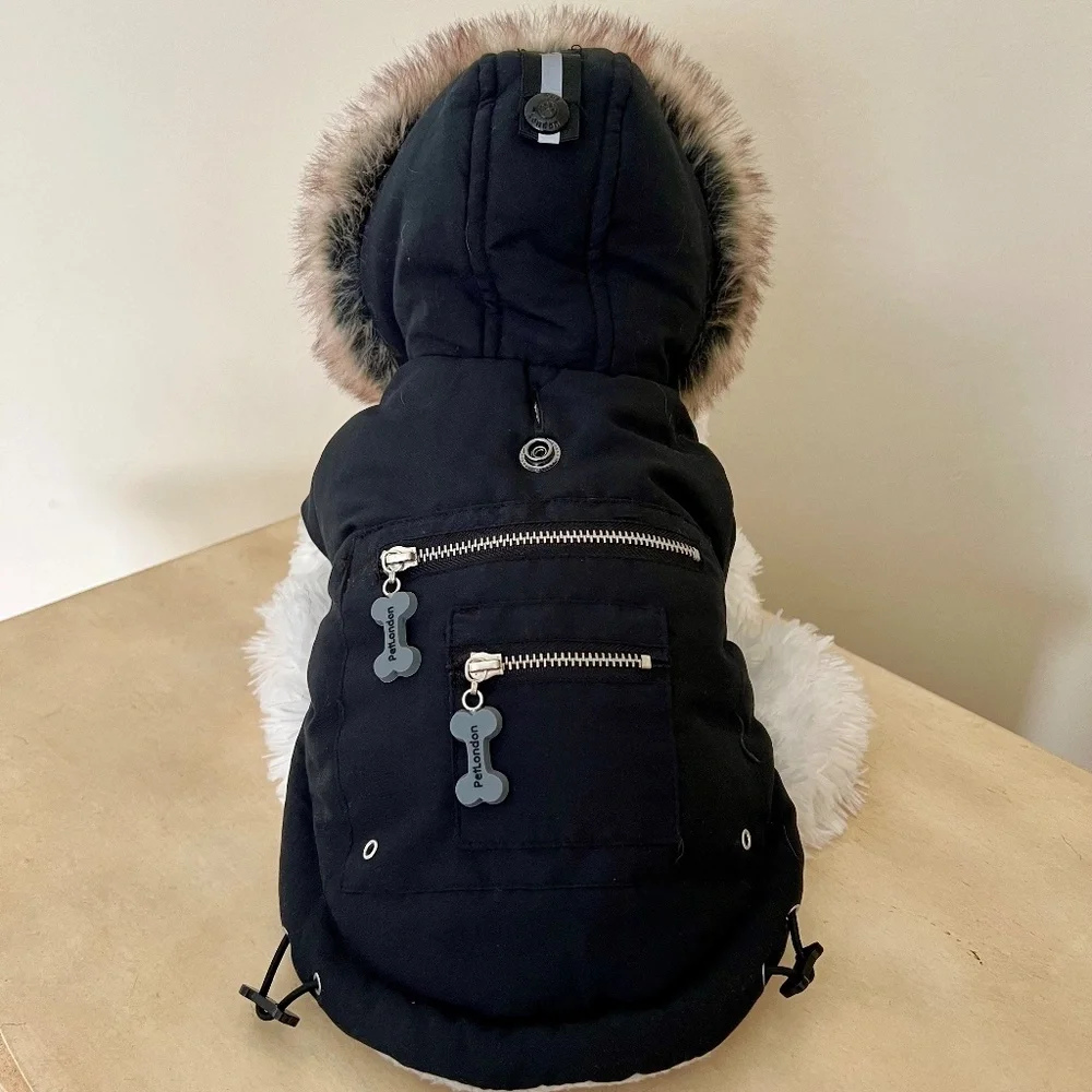 🐶 Faux Fur Hooded Dog Coat- NWOT - Size SMALL 🐶